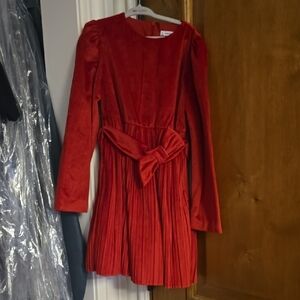 Red Long Sleeve Dress with Bow